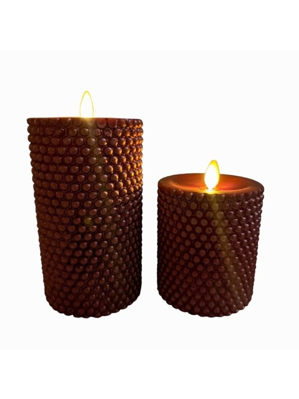 Luminara Flameless Wax Pillar Candles Red Bumps Lot Of 2 Tested And Work